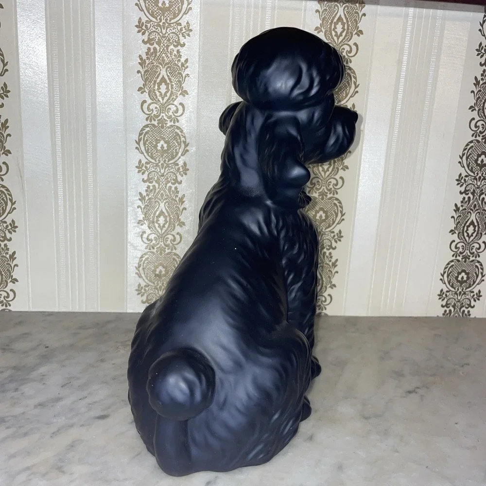 Vintage Matte Black Poodle Dog Statue‎ 10.5 in Japan, High Gloss Eyes